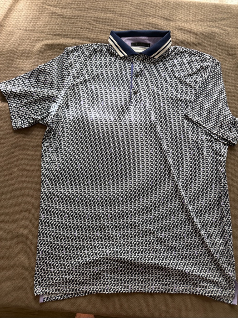 Greyson Navy and White Geometric Polo Large